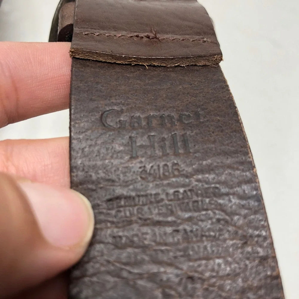 Garnet Hill Belt Womens XL Brown Leather Cutout Leaf Distressed Buckle Canada